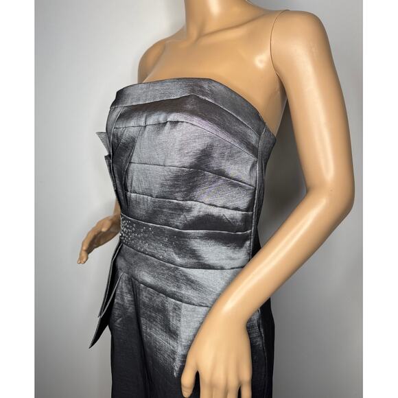 2000s Jessica McClintock Charcoal Strapless Cocktail Dress medium - Picture 3 of 12